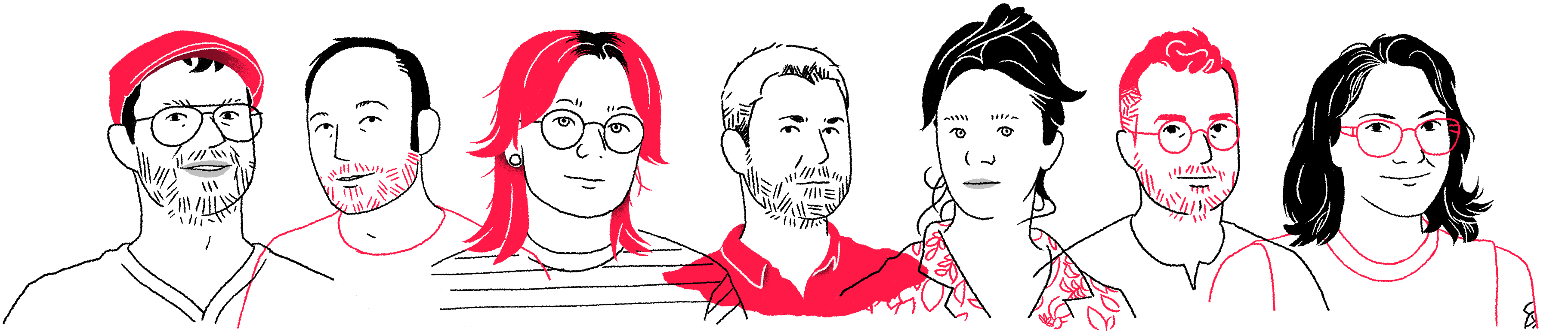 Portrait dessiné de l'équipe de Casus Ludi